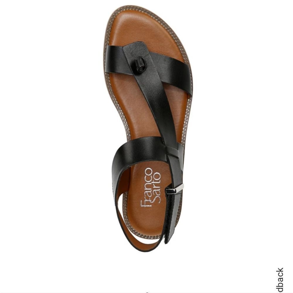 New Franco Sarto Sandals Glenni Strappy Flat Black Leather size 6 - Picture 7 of 10